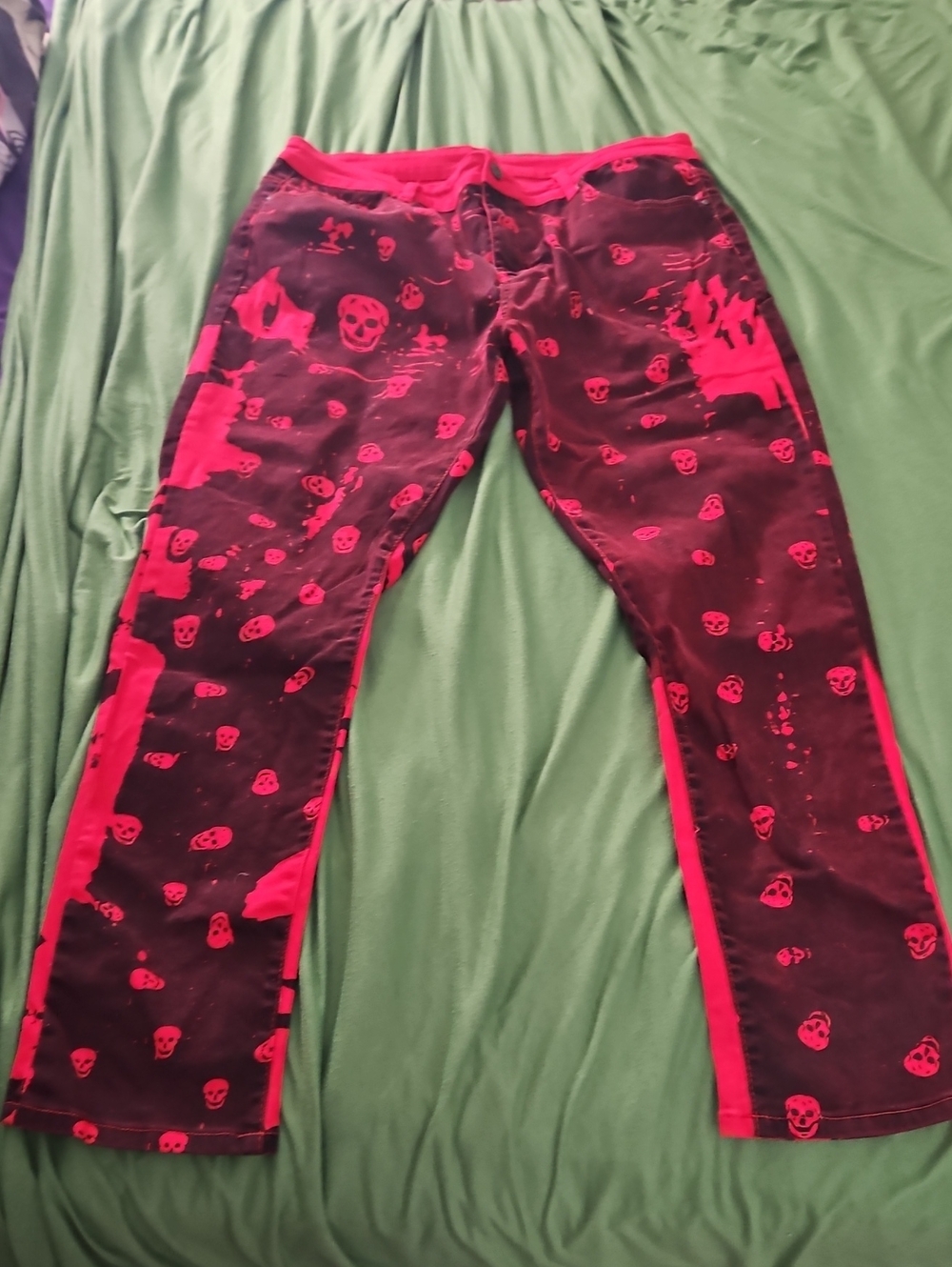 Skull Rock And Roll Red And Black Jean